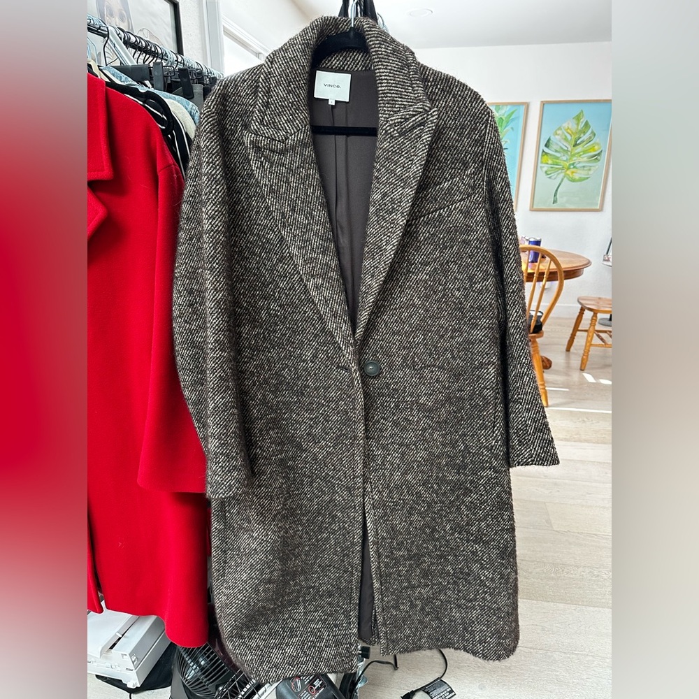 Vince Brown Herringbone Wool blend Coat